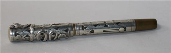 A Watermans sterling silver overlaid fountain pen 13.5cm.